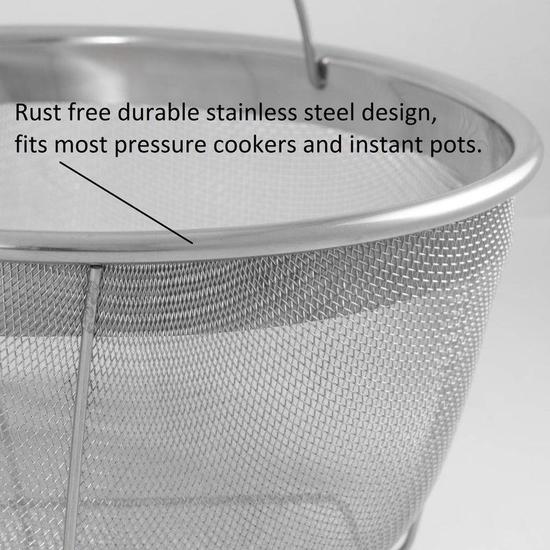 إكسلستيل ExcelSteel 3.75 Qt شطف استنزاف غربال أدوات المطبخ مثالية لطناجر الضغط مصفاة سلة إدراج 8.25 بوصة أحمر - Image 3